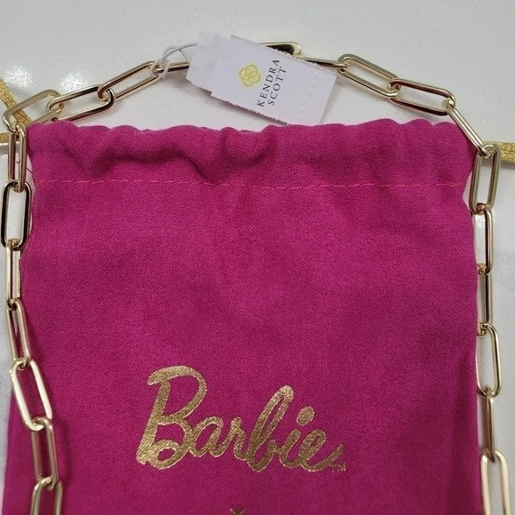 NWT Barbie x Kendra Scott Gold Link and Chain Necklace in Pink Crystal - Picture 6 of 8